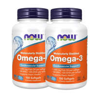 Now Foods Now Foods Omega-3 Halolaj Molecularly Distilled 2x1 doboz, 2x100 lágykapszula csomagban olcsóbb!