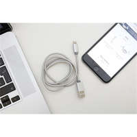 KIKKERLAND Kikkerland US142-SI-EU 1m-es ezüst Micro USB és iPhone kábel
