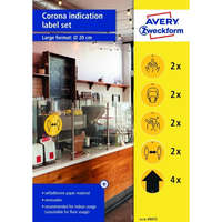 AVERY Avery 49415 20cm sárga 12db-os 5 féle koronavírus információs címke szett