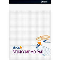 STICK N Stick&#039;N 254x178 mm 50 lap/tömb négyzetrácsos fehér öntapadó jegyzetfüzet