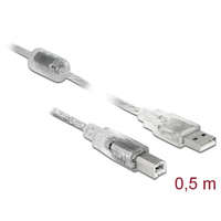 DELOCK Delock Kábel - 82057 (USB2.0, A-B nyomtató kábel, apa/apa, ferrit, 0,5m)