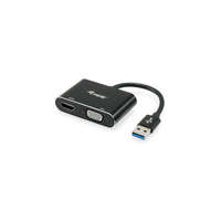 EQUIP Equip Átalakító Kábel - 133386 (USB3.0 - VGA+HDMI, apa/anya, 1920x1080/60Hz, fekete)
