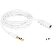 DELOCK Delock Kábel - 84482 (3,5 mm Jack Hosszabbító kábel, apa/anya, iPhone 4 pin, fehér, 2m)
