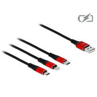 DELOCK Delock Kábel - 85891 (USB2.0 - microUSB, Lightning, USB Type-C töltő kábel készlet, fekete, 30cm)