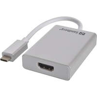 SANDBERG Sandberg Kábel Átalakító - USB-C to HDMI Link (ezüst; USB-C bemenet; HDMI (anya) kimenet; 2048x1152@32bit)