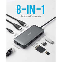 ANKER ANKER USB HUB, PowerExpend 8-in-1, USB-C Media Hub, 2xHDMI, 2xUSB3.0, Ethernet, SD/microSD kártyaolvasóval - A83800A