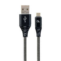 Gembird Gembird CC-USB2B-AMmBM-2M-BW Premium cotton braided microUSB charging and data cable 2m Black/White