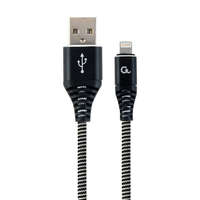 Gembird Gembird CC-USB2B-AMLM-1M-BW Premium cotton braided 8-pin cable charging and data cable 1m Black/White
