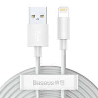 Baseus USB kábel Lightning Baseus Simple Wisdomhoz, 2.4A, 1.5m (fehér) 2db.