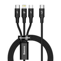 Baseus Baseus Rapid Series USB-C 3 az 1-ben kábel, mikro USB / Lightning / USB-C, 20 W, 1,5 m (fekete)