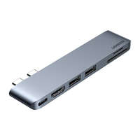 UGREEN UGREEN CM380 6 az 1-ben USB-C hub adapter, MacBook Air / Pro-hoz (szürke)
