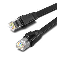 UGREEN UGREEN NW134 Lapos hálózati kábel fém csatlakozókkal, Ethernet RJ45, Cat.8, U/FTP, 0,5 m (fekete)