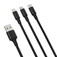 XO XO 3in1 Cable USB-C / Lightning / Micro 2.4A, 1,2m (Black)