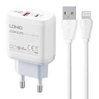 LDNIO Wall charger LDNIO A2421C USB, USB-C 22.5W + Lightning cable