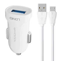 LDNIO Car charger LDNIO DL-C17, 1x USB, 12W + Micro USB cable (white)