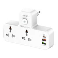 LDNIO LDNIO SC2311 Power Strip with 2 AC Outlets, 2USB, USB-C, 2500W with Night Light, EU/US (White)
