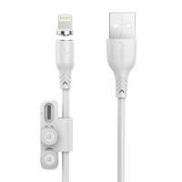 Foneng Foneng X62 Magnetic 3in1 USB to USB-C / Lightning / Micro USB Cable, 2.4A, 1m (White)