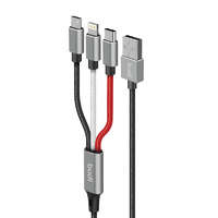 Budi 3-in-1 USB to Lightning / USB-C / Micro USB cable Budi 2.4A, 1m, braided (black)