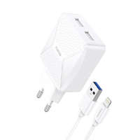 Foneng Foneng EU35 2x USB fali töltő + USB-Lightning 2.4A kábel (fehér)
