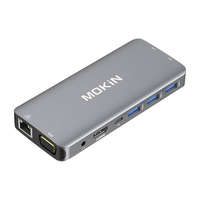 Mokin MOKiN 10 in 1 Adapter Hub USB-C to 3x USB 3.0 + USB-C charging + HDMI + 3.5mm audio + VGA + 2x RJ45 + Micro SD Reader (silver)