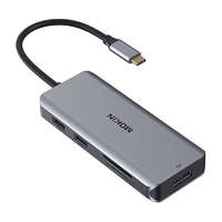 Mokin MOKiN Adapter/Docking Station 9 in 1 USB C to 2x USB 2.0 + USB 3.0 + 2x HDMI + DP + PD + SD + Micro SD (silver)