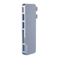 RayCue Hub 6w2 RayCue 2x USB-C do Thunderbolt 3 + 3x USB-A 3.0 5Gbps + SD/TF 2.0 (szary)