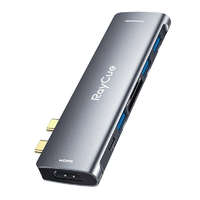 RayCue Hub 7w2 RayCue 2x USB-C do Thunderbolt 3 + 3x USB-A 3.0 5Gbps + SD/TF 3.0 + HDMI 4K60Hz (sary)