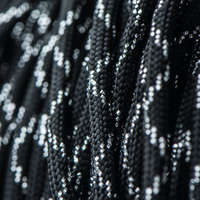 'Dark Knight' Metallic Glitter Black & Silver Tracer X - 550 Paracord Type III.