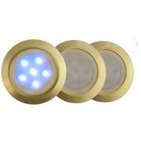 LANDLITE LANDLITE LED-GR01-3x0.5W , 3db-os matt arany földbe süllyesztett LED lámpa szett, kék fényű, IP44