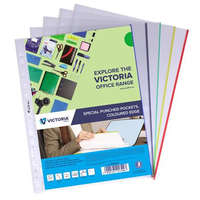 VICTORIA OFFICE Genotherm, lefűzhető, színes szélű, A4, 50 mikron, víztiszta, VICTORIA OFFICE, vegyes színek