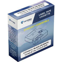 VICTORIA TECHNOLOGY Feliratozógép szalag, 12 mm x 7 m, VICTORIA TECHNOLOGY, fehér-fekete