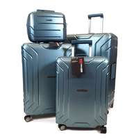 TOUAREG Touareg MATRIX csatos négykerekű metálzöld, 3db-os bőrönd + kozmetikai táska szett BD28-metálzöld 4db-os szett