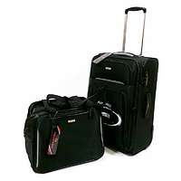 TOUAREG Touareg fekete bőröndös, fedélzeti táskás bőröndszett TG-6114-M+táska