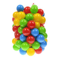 RPP Műanyag labdák vidám színekben, játszósátorba, járókába, 6,5 cm-es, 100 db-os szett hálóban