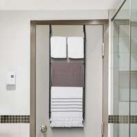 Elite Home Elite Home® ajtóra akasztható fürdőszobai törölközőtartó, ruhaszárító, 4 szintes fém létra, matt fekete