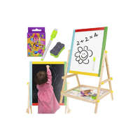 RPP Kétoldalas mágnes- és rajztábla gyerekeknek, stabil fa állvánnyal, kiegészítőkkel