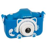 Kruzzel Cicaelőlapos digitális fényképezőgép és kamera gyerekeknek, Full HD felvétel, 32 GB SD-kártyával, kék színben