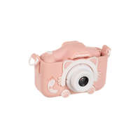 Kruzzel Cicaelőlapos digitális fényképezőgép és kamera gyerekeknek, Full HD felvétel, 32 GB SD-kártyával, rózsaszín