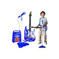 RPP Elektromos gitár gyerekeknek, állványos mikrofonnal és erősítővel, kék színben