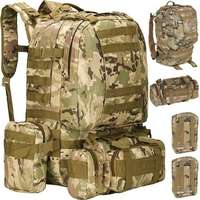RPP Katonai-túlélő hátizsák túrázáshoz, 45+3,5 literes kapacitással, 3 db lecsatolható résszel, terepszínű