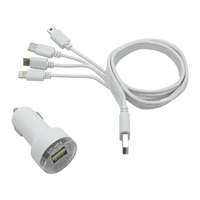 Autós Töltőszett 4 az 1-ben USB Kábellel – Univerzális Csatlakozókkal 07680