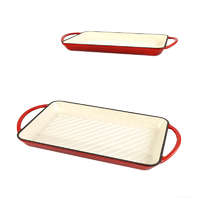 Perfect Home Zománcozott Öntöttvas grill tepsi 33*21,5 cm piros 55010
