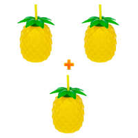 BANQUET Műanyag palack szívószállal ANANÁSZ 2+1 880 ml 55062499-2-1