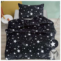 7 részes PLÜSS ágyneműgarnitúra, hullócsillag mintás, fekete HCS-F