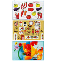 3 darabos konyharuha szett zöldséges, londoni és gyümölcsös mintával KSZT-2