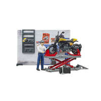  BRUDER Motorjavító műhely és Ducati Scrambler Full Throttle motorkerékpár - 62102 1:16