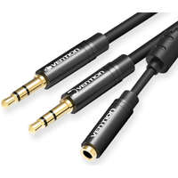 Vention Vention 2*3.5mm jack/M -> 3.5mm jack/F, (stereo splitter, fekete), 0,3m, kábel