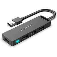 Vention Vention USB-A 2.0 (táppal, 4-Portos, fekete), 1m, Hub