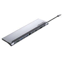 Vention Vention USB-C -> DP/HDMI/VGA/USB-C Gen 1/USB 3.0x2/USB 2.0/RJ45/SD/TF/TRRS 3.5mm/PD, 0,25m (12 az 1-ben, szürke aluminum ötvözet), Dokkoló