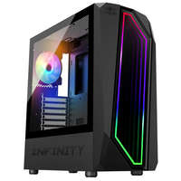 Spirit of Gamer Számítógépház - INFINITY Black (fekete, ablakos, 2x12cm ventilátor, alsó táp, ATX, 1xUSB3.0, 2xUSB2.0)